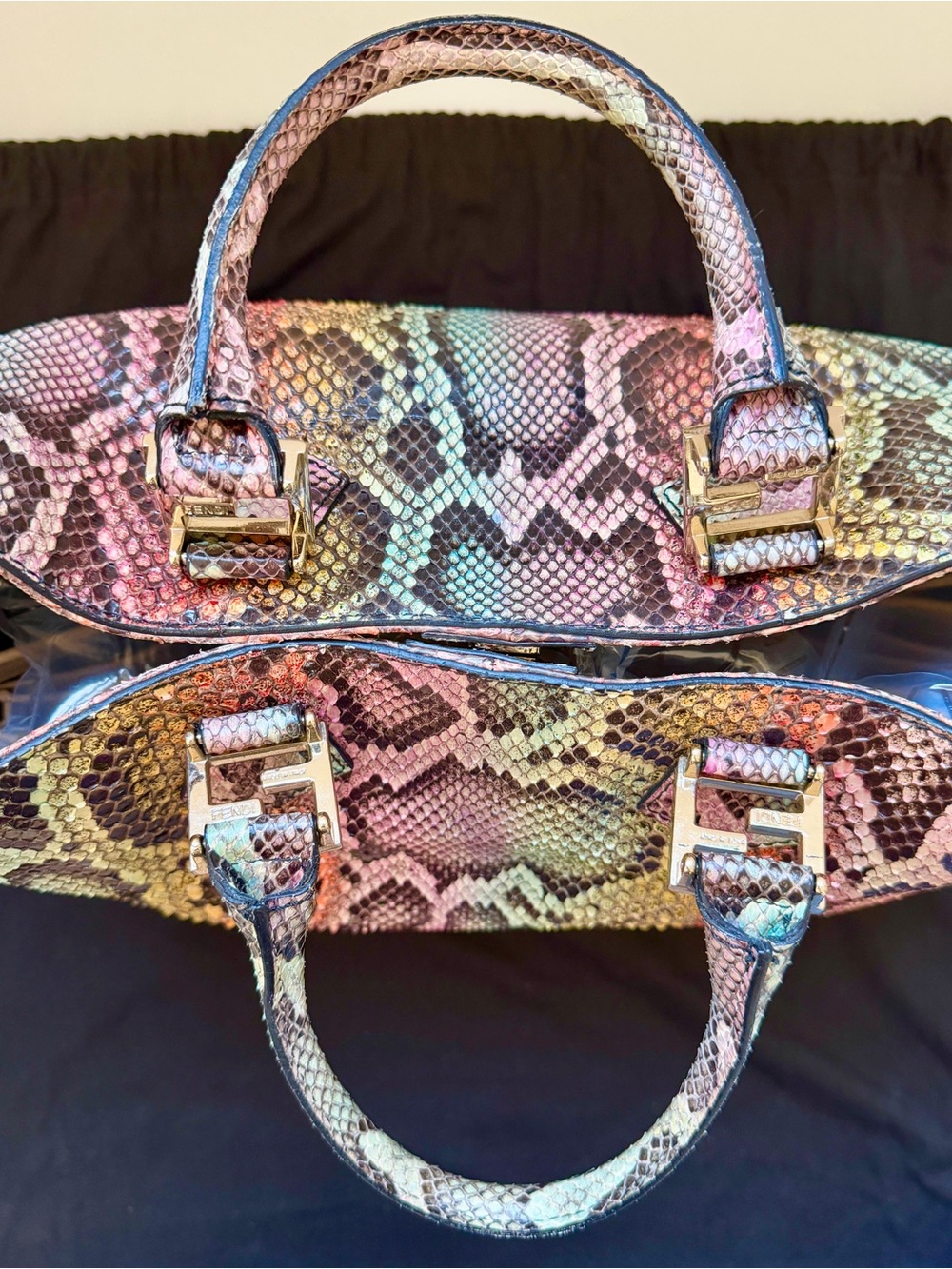 ULTRA RARE - FENDI Twin Python Tote Multicolor Bag - Archival Discontinued! - Picture 15 of 17